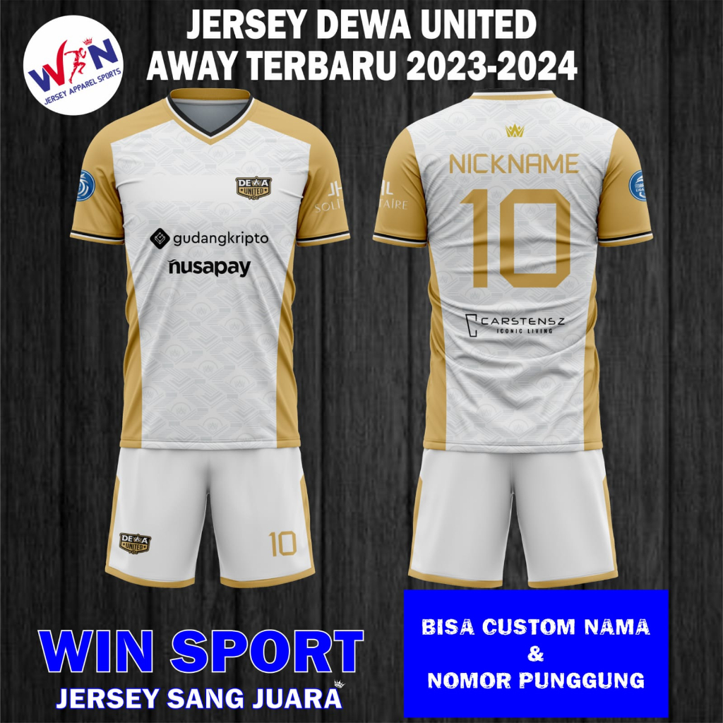 Jual Setelan Jersey Sepak Bola DEWA UNITED AWAY 2023 2024 TERBARU BRI