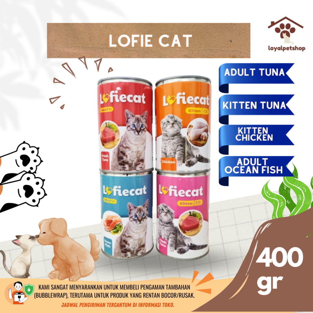 Jual Lofie Cat 400gr Kaleng All Varian Makanan Basah Kucing Mohon