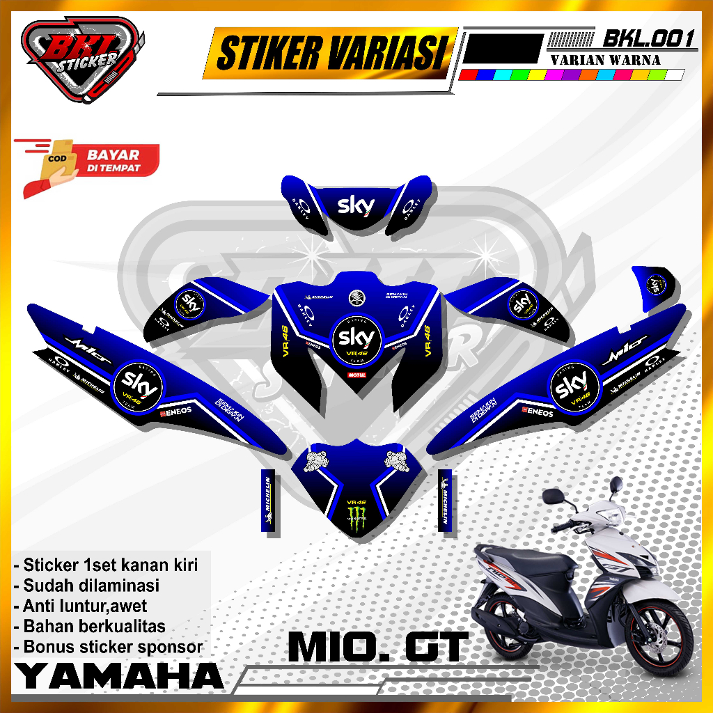 Jual Stiker Striping Decal Variasi Lis Mio Gt Full Body Desain Racing