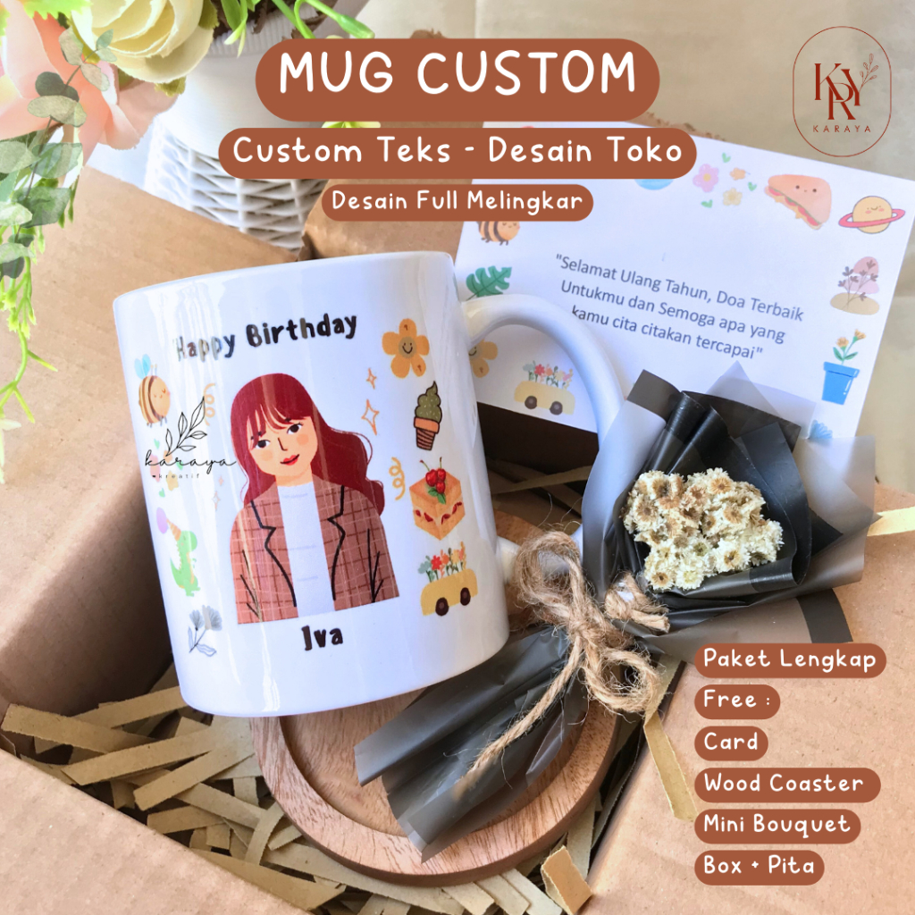 Jual Mug Gelas Custom Gift Mug Karakter Hadiah Wisuda Kado Ulang Tahun