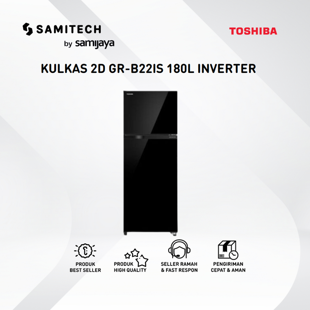 Jual KULKAS 2 PINTU TOSHIBA GR B22IS BLACK INVERTER KAPASITAS 180 LITER