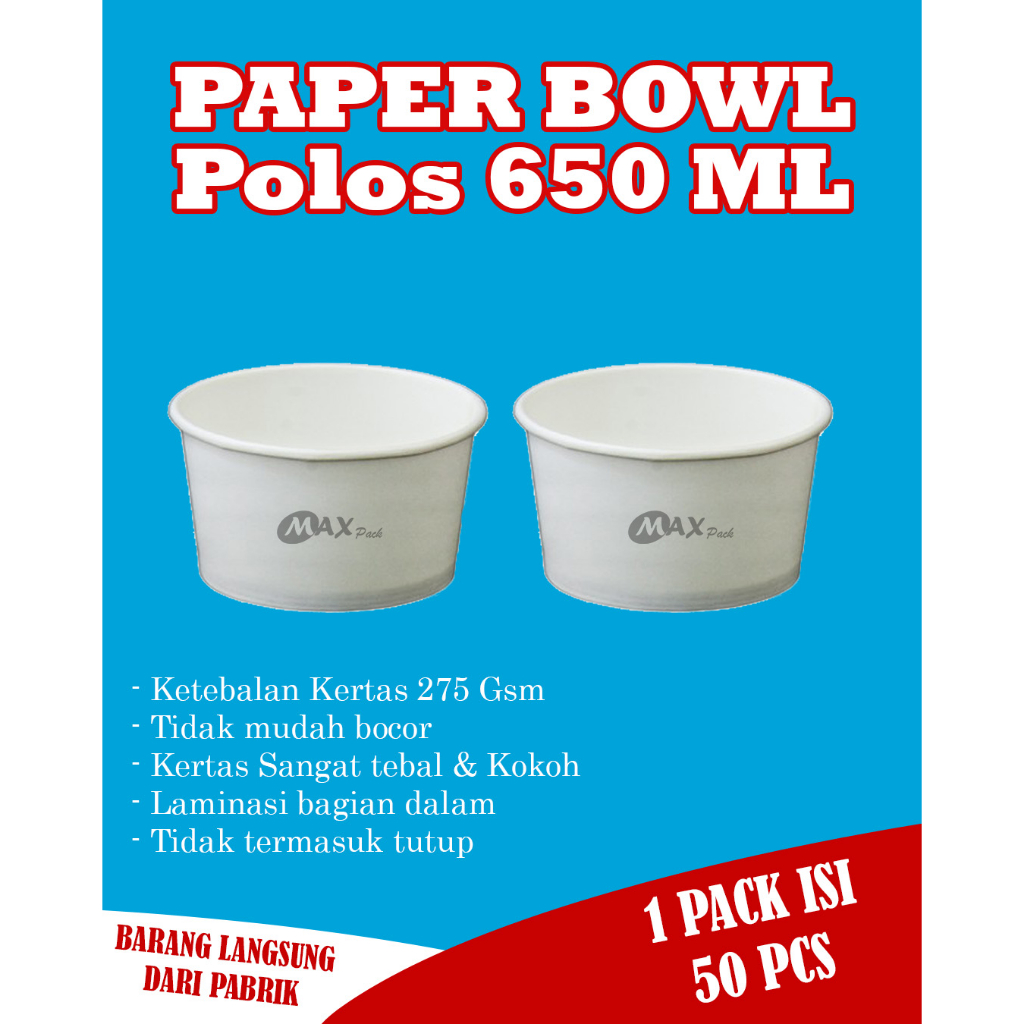 Jual Paper Bowl Putih Polos Mangkuk Kertas Paper Bowl Putih Ukuran