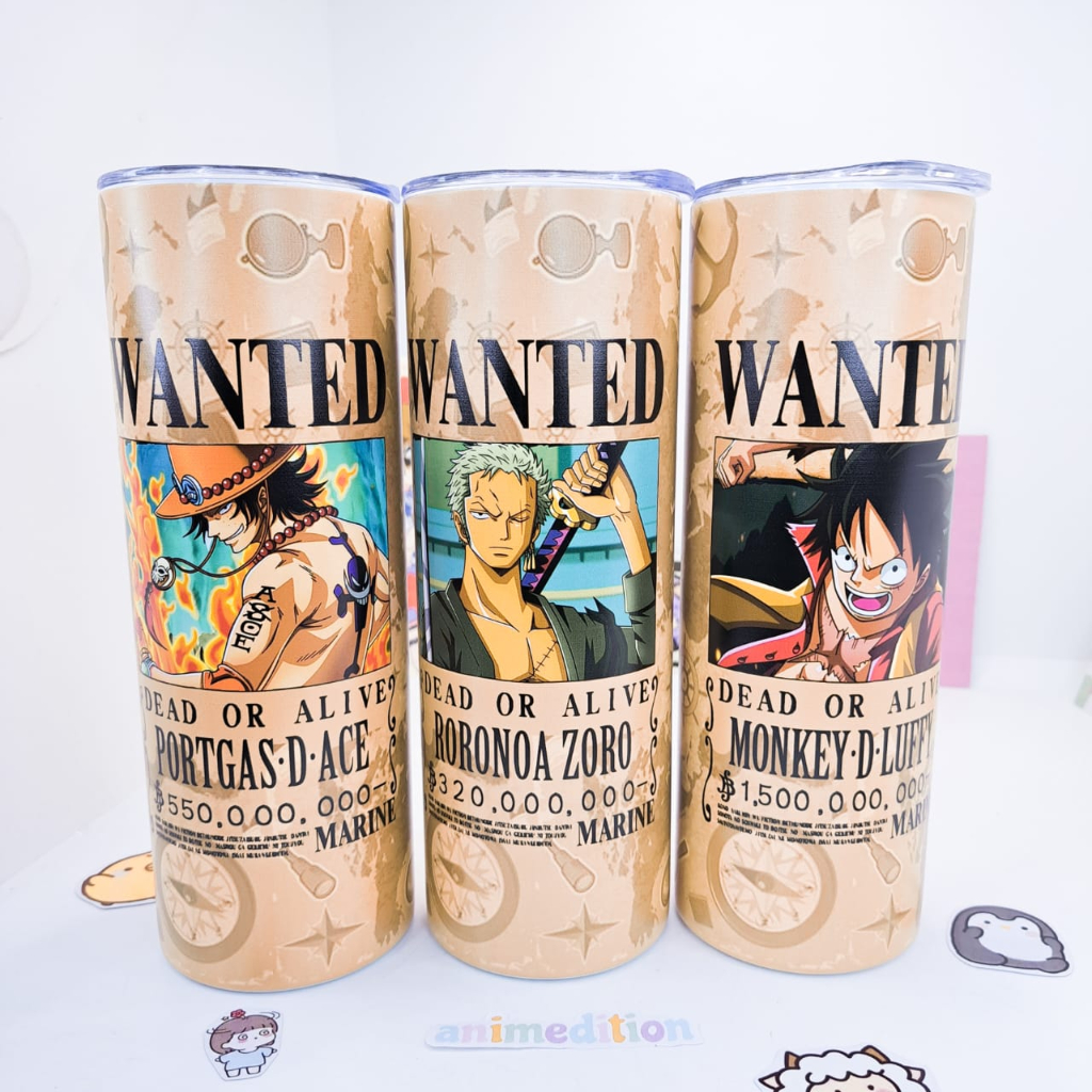 Jual Tumblr Stainless Steel One Piece Wanted Botol Minum Portgas D Ace