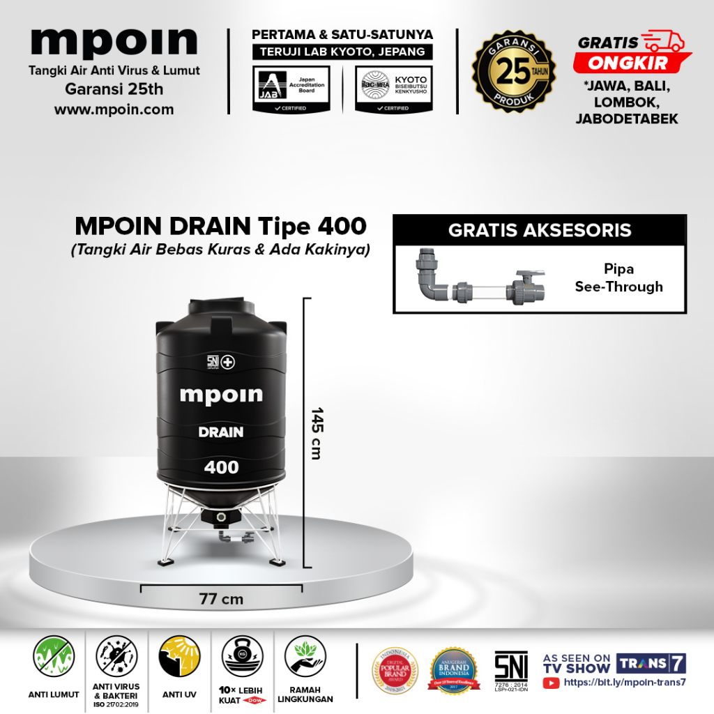 Jual Mpoin Tangki Tandon Toren Air Drain Anti Bakteri Anti Lumut