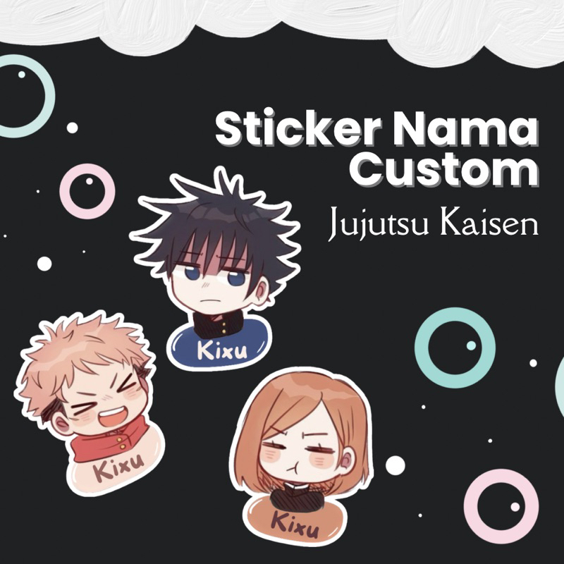 Jual Anime Jujutsu Kaisen Sticker Nama Custom Waterproof Shopee Indonesia