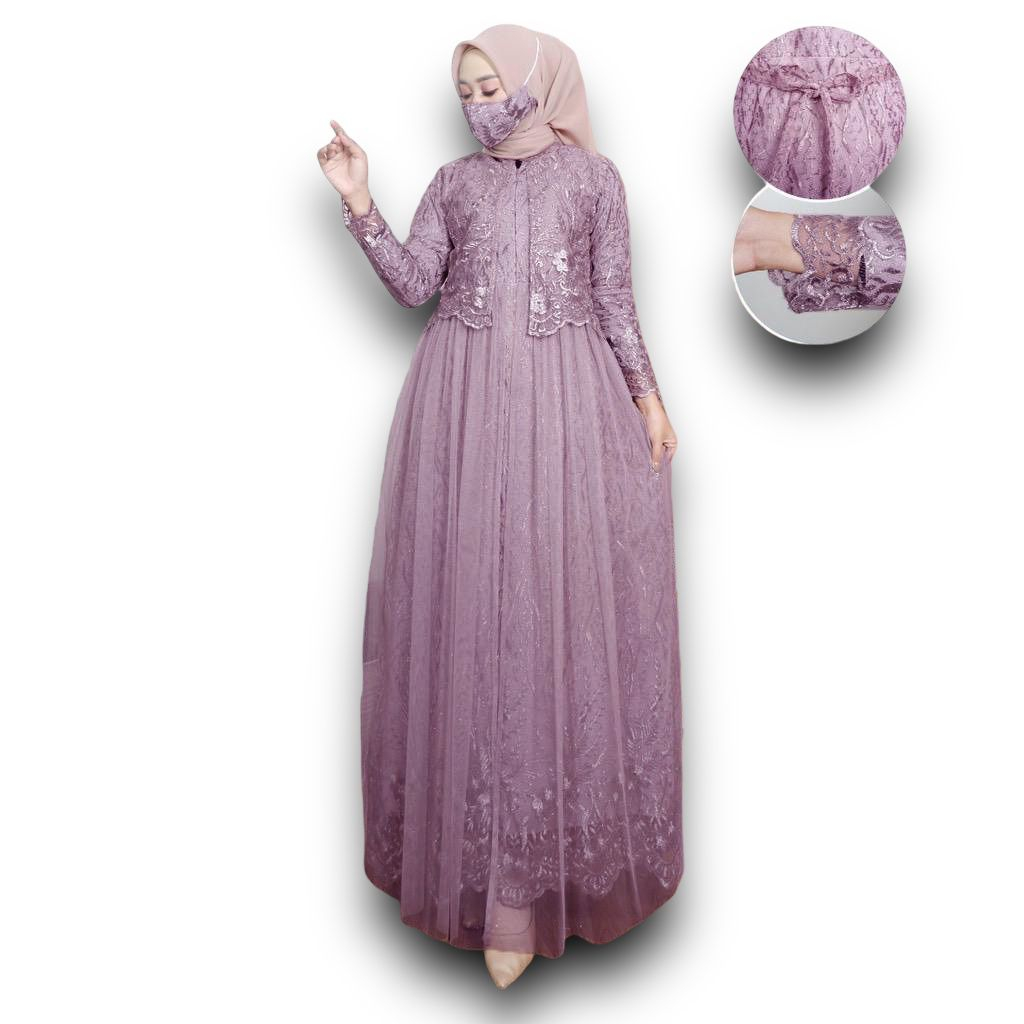 Jual Gamis Shireen Gamis Busui Model Rompi Full Brukat Tile Gamis