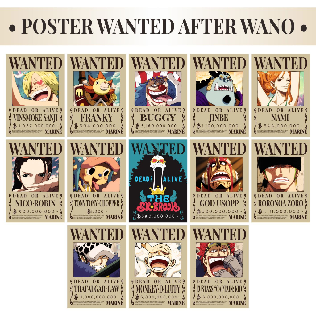 Jual Poster One Piece Wanted Bounty Walldecor Aesthetic Harga Buronan