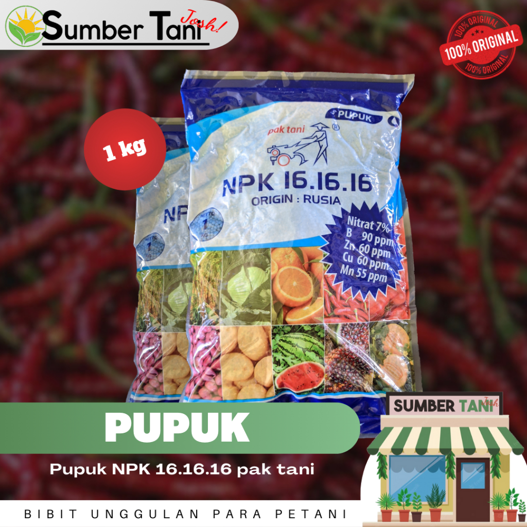 Jual Pupuk NPK Pak Tani 16 16 16 Biru Kemasan 1kg Shopee Indonesia