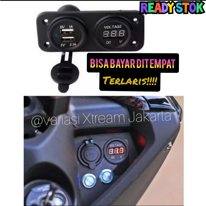 Jual Voltmeter Charger Hp USB Body Nmax All New Pcx Aerox Mio