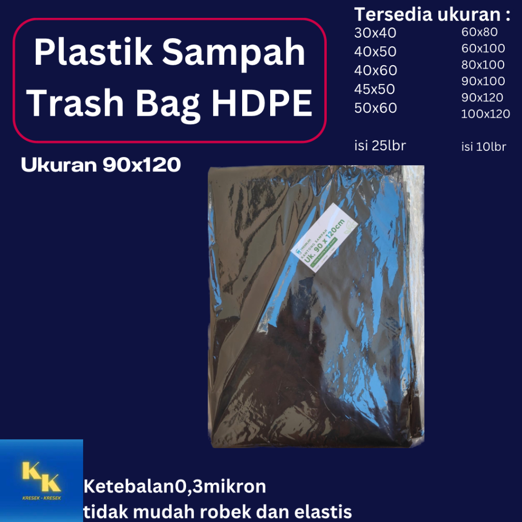 Jual Isi 10pcs Trash Bag Kresek Sampah 90x120 Kantong Plastik