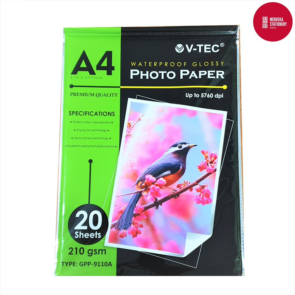 Jual Kertas Foto Glosy Glossy Photo Paper V Tec A Tebal Gram Gsm