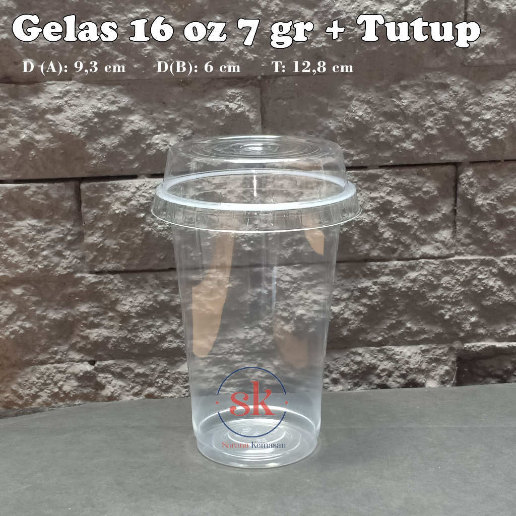 Jual Gelas Plastik Bening 16 Oz 7 Gr Tutup Datar Cembung Paket 50