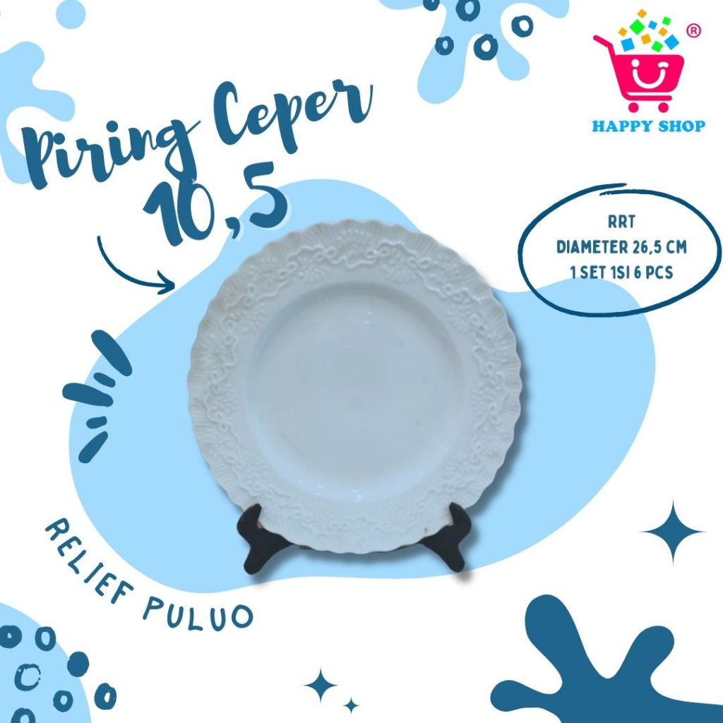 Jual Rrt Dinnerware Set Motif Relief Puluo Putih Piring Ceper