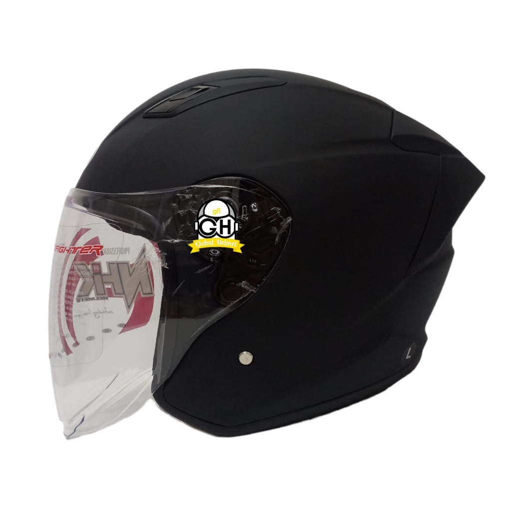 Jual NHK HELM R1 ELITE SOLID BLACK DOFF SINGLE VISOR HALF FACE NHK