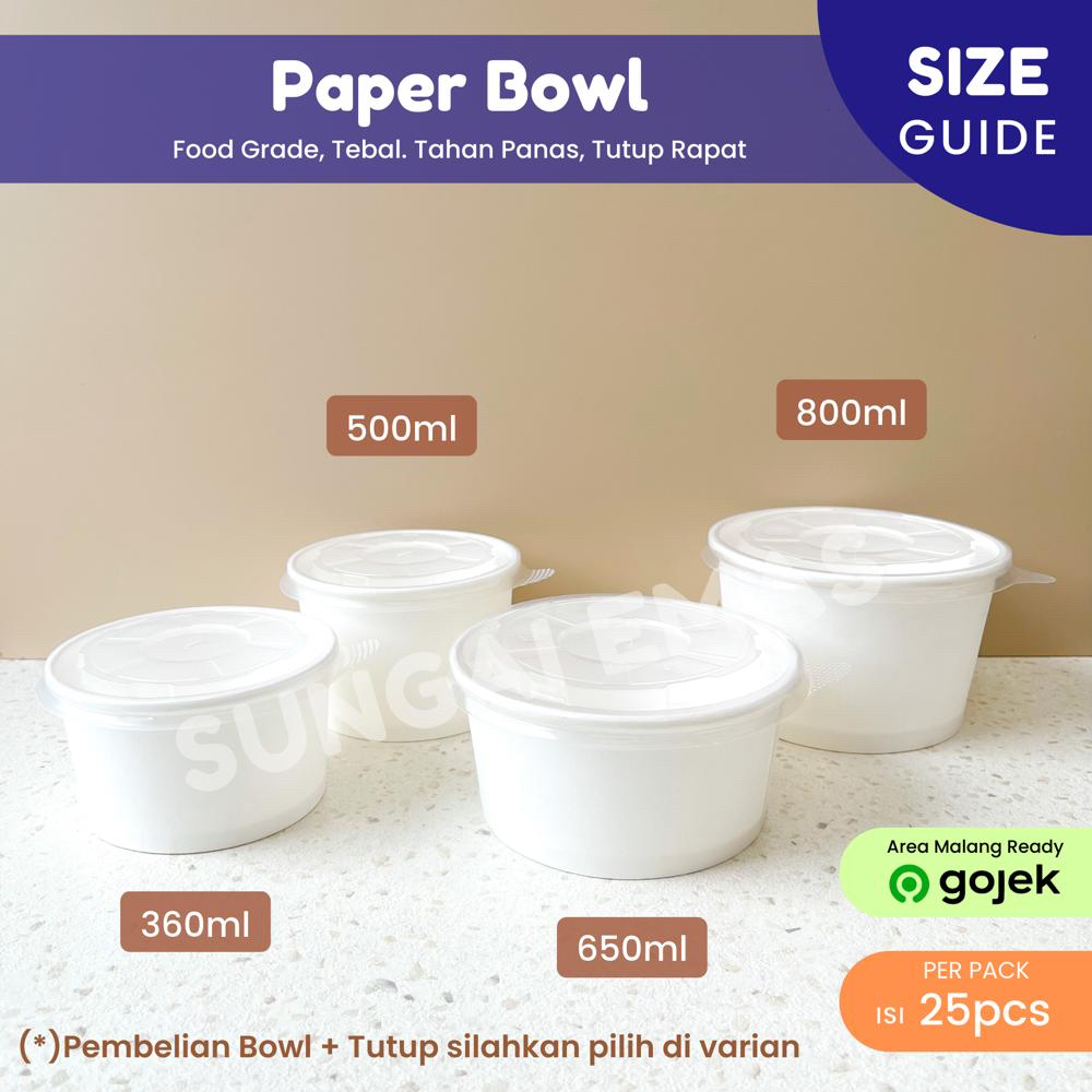 Jual Pcs Paper Bowl Rice Bowl Mangkok Kertas Ml Ml Ml