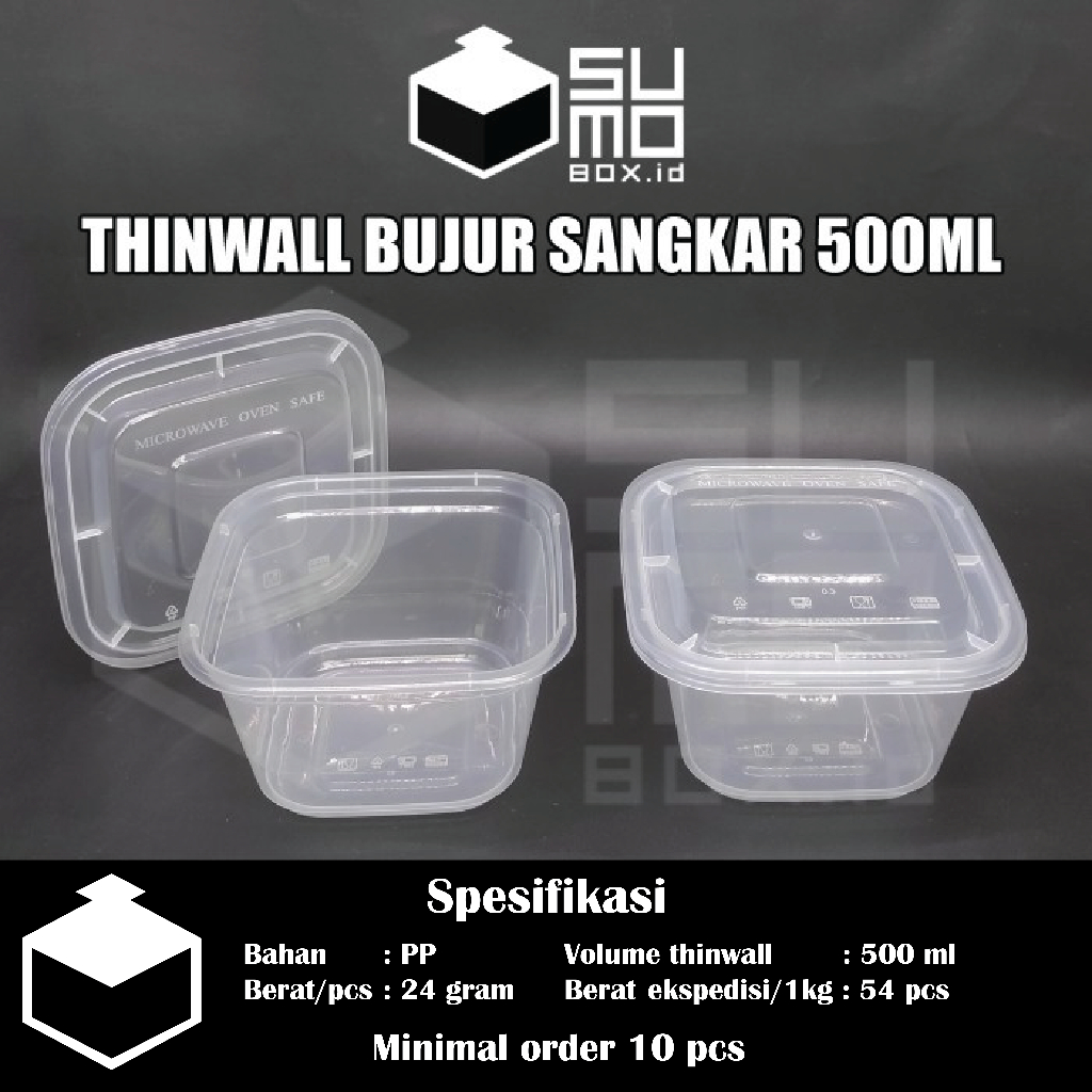 Jual Thinwall Kotak Ml Tutup Wadah Plastik Box Square Dessert