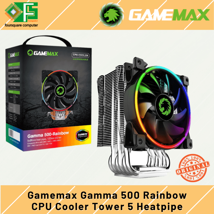 Jual Gamemax Gamma Rainbow Cpu Cooler Tower Argb Heatpipe Intel