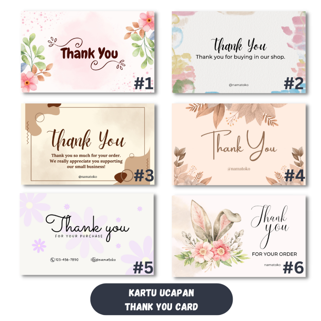 Jual Thank You Card Thankyou Card Kartu Ucapan Terima Kasih Online