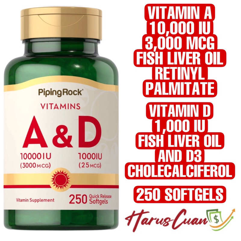 Jual Piping Rock Vitamin A 3000 Mcg Vitamin D 1000 Iu Vitamin Mata Eyes