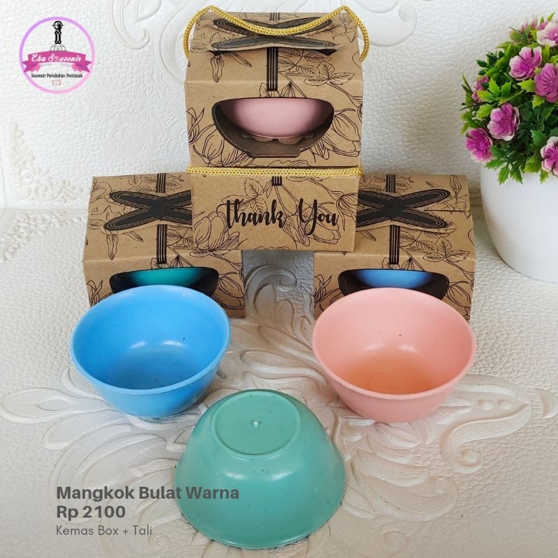 Jual Souvenir Mangkok Bulat Warna Kemasan Box Tali Pcs Shopee