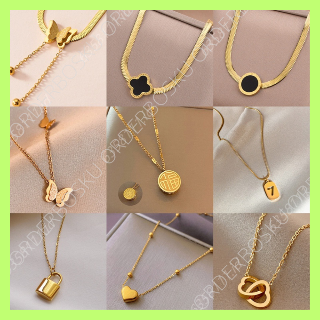 Jual COD Kalung Titanium Emas 18K Asli Anti Karat Tidak Luntur