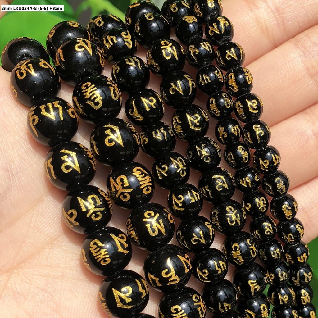 Jual Manik Batu Alam Mantra Batu Tibet Mantra Beads Agate Bahan Craft