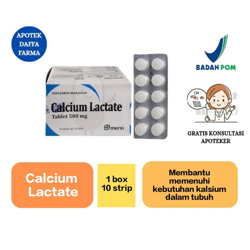 Jual CALCIUM LACTATE 1 BOX 10 STRIP MEMENUHI KEBUTUHAN KALSIUM