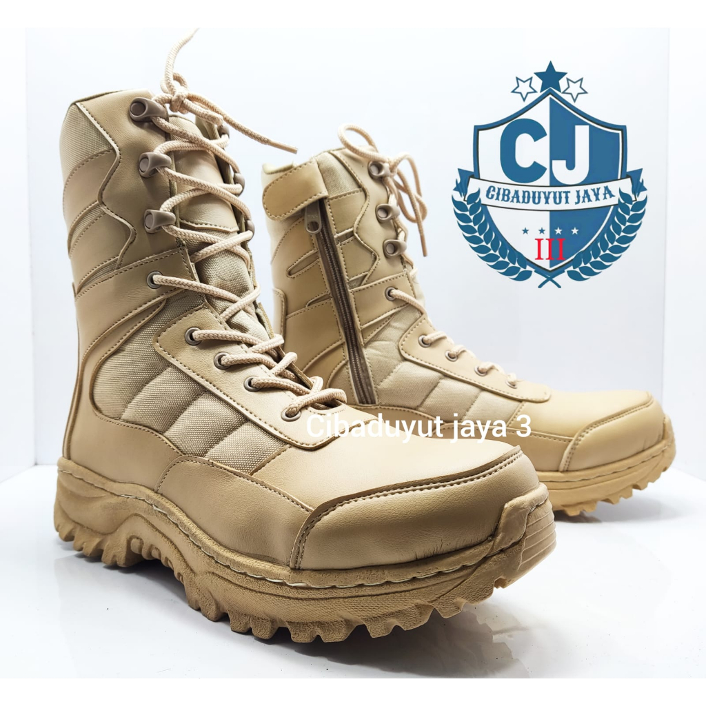 Jual SEPATU PDL Boots Tactical Predator CREAM TINGGI UJUNG BESI I