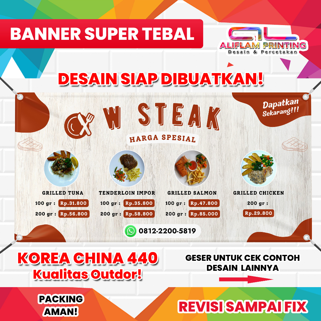 Jual CETAK BANNER KOREA 440 BAHAN BANNER LEBIH TEBAL GRATIS DESAIN