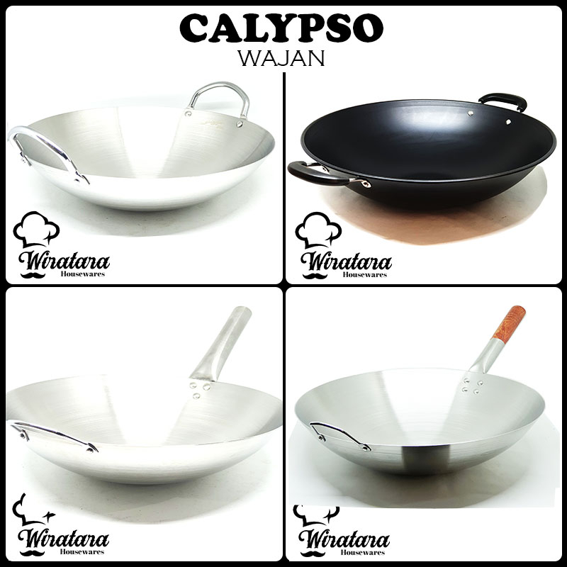 Jual Calypso Wajan Penggorengan Stainless Besar Kuali Gagang Kayu