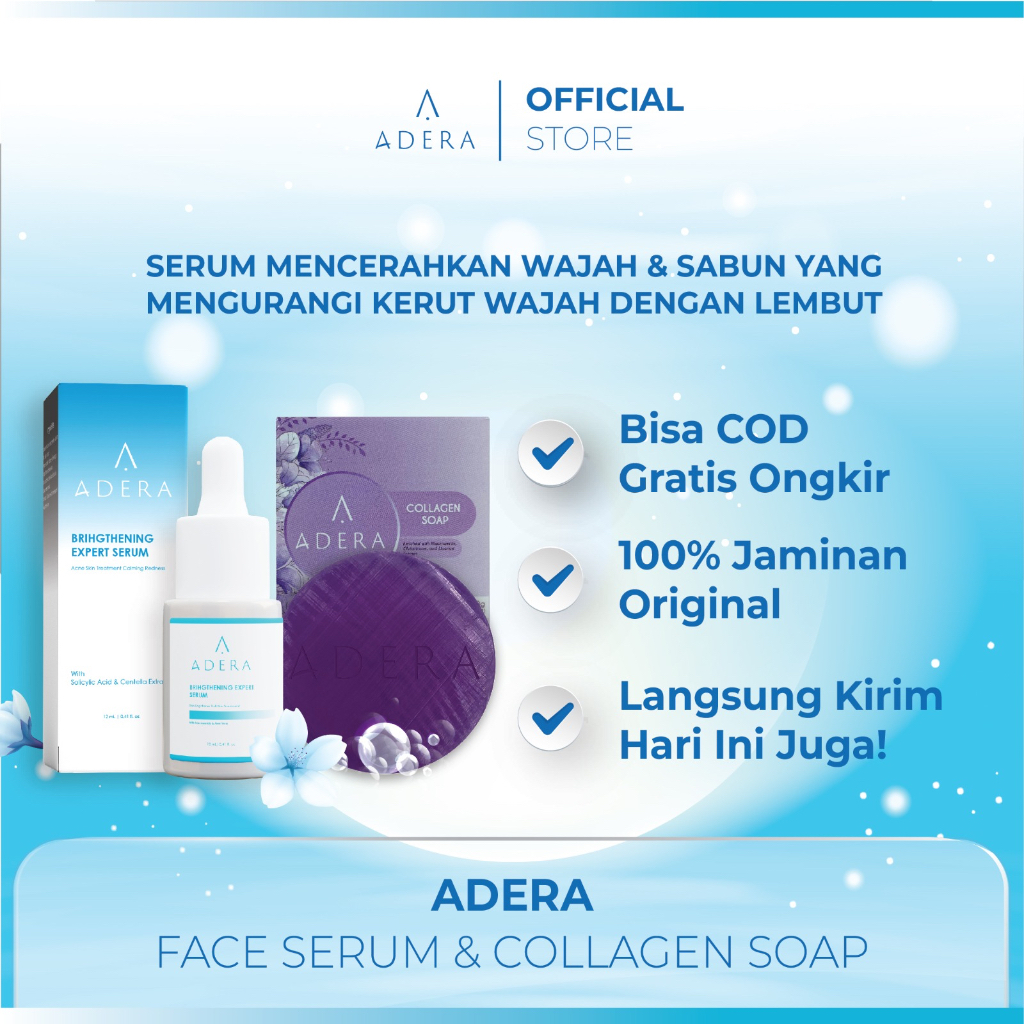 Jual Paket Adera Serum Wajah Glowing Putih Cerah Hilangkan Minyak