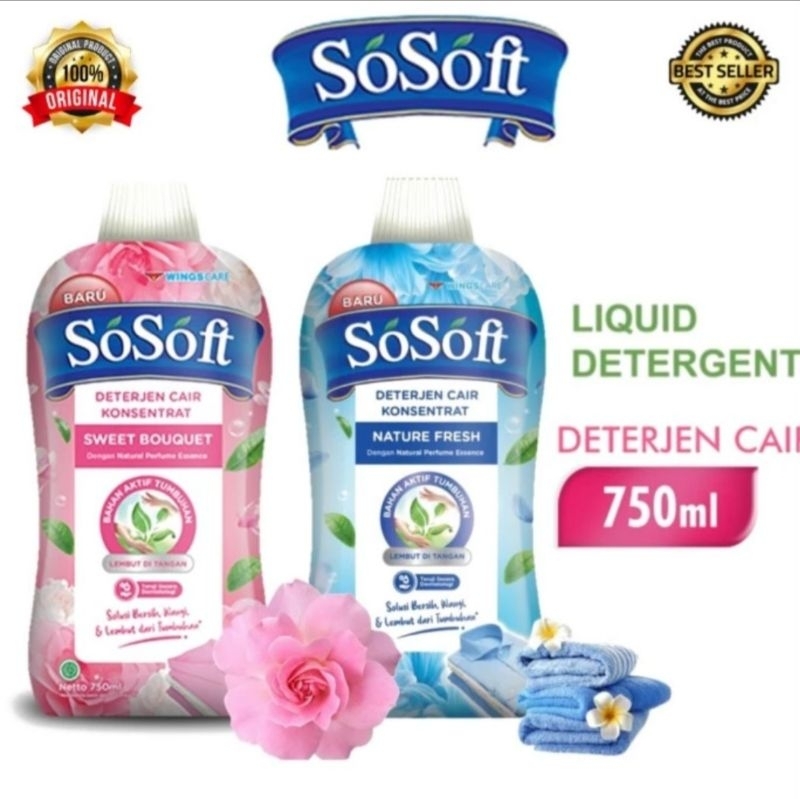 Jual Sosoft Deterjen Cair Konsentrat 750ml Shopee Indonesia