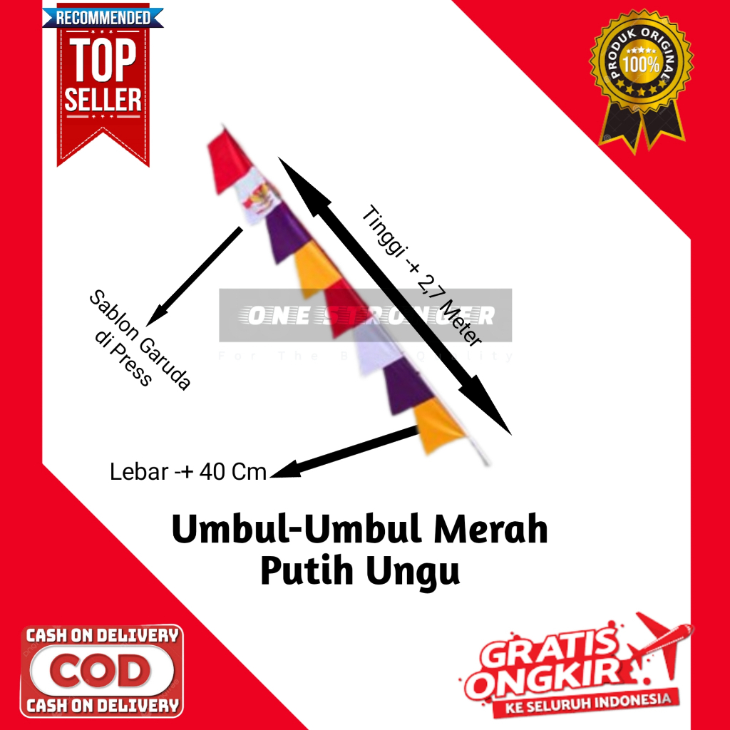 Jual Bendera Umbul Umbul Merah Putih Warna Warni 8 Daun Gelombang