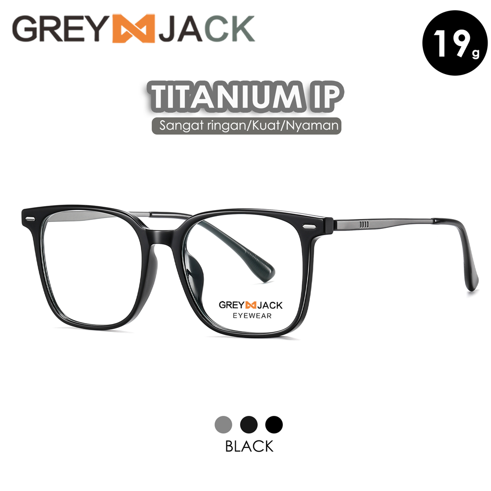 Jual Grey Jack Frame Kacamata Titanium Bentuk Kotak Ringan Bisa Minus