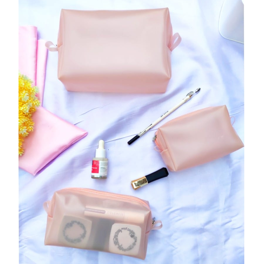 Jual Doff Pouch Transparant Make Up Kosmetik Trasnparan Dompet Makeup