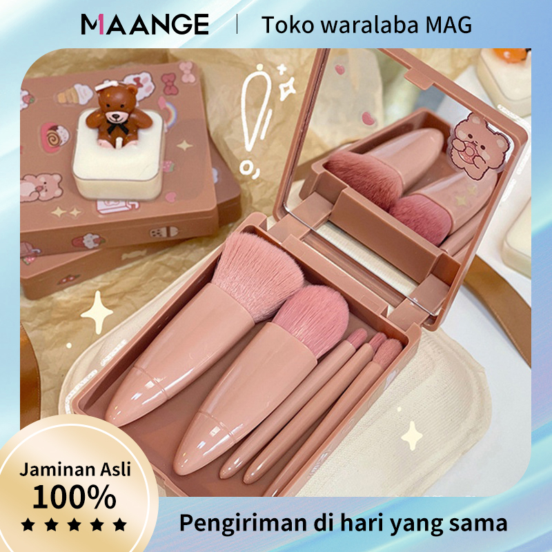 Jual MAANGE 5Pcs Kuas Make Up Brush Set Dengan Cermin With Box Lembut