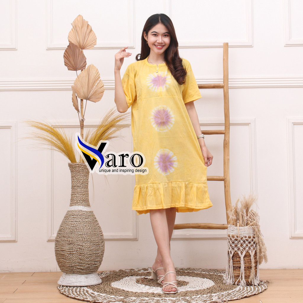 Jual Batik Varo Daster Ruffle Busui Resleting Depan Bahan Kaos Ld Cm