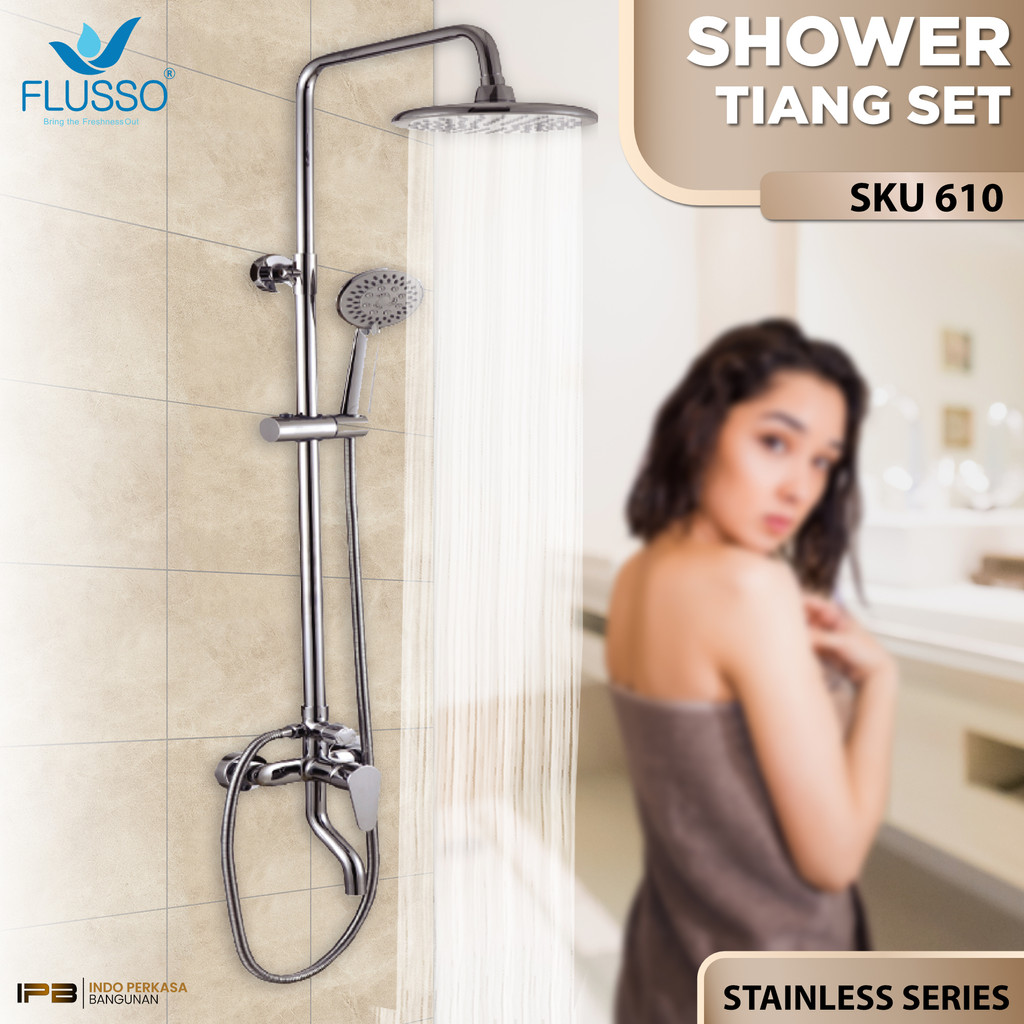 Jual Flusso Paket Komplit Shower Tiang Set Stainless Shower Tiang