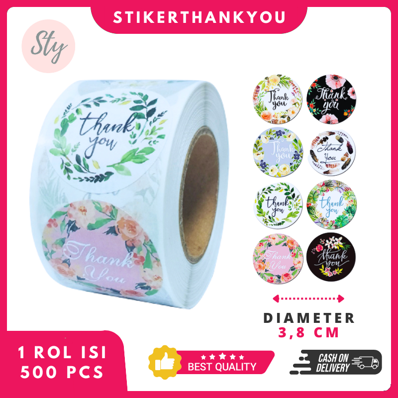 Jual Stiker Thank You Cm Isi Pcs Roll Sticker Botol Minuman