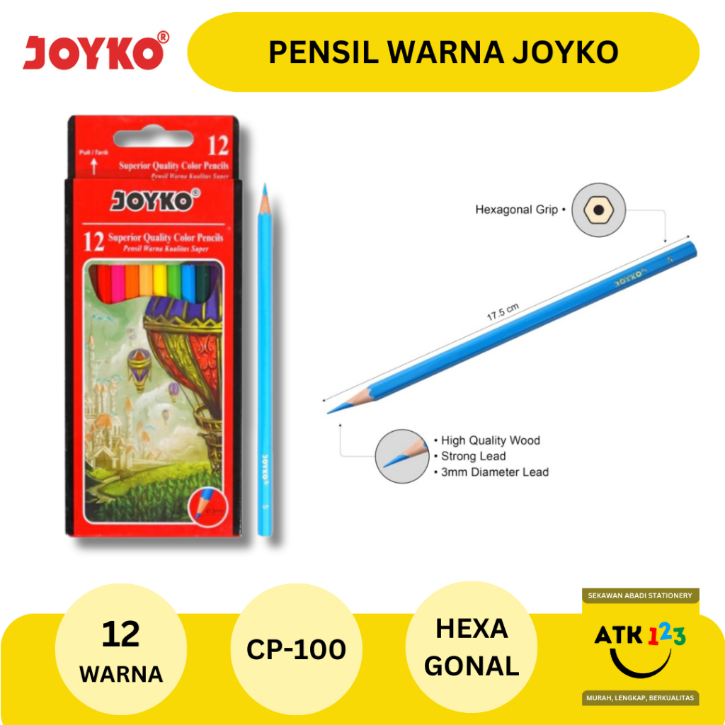 Jual Pensil Warna Merk Joyko Set 12 Warna Pensil Panjang Shopee Indonesia