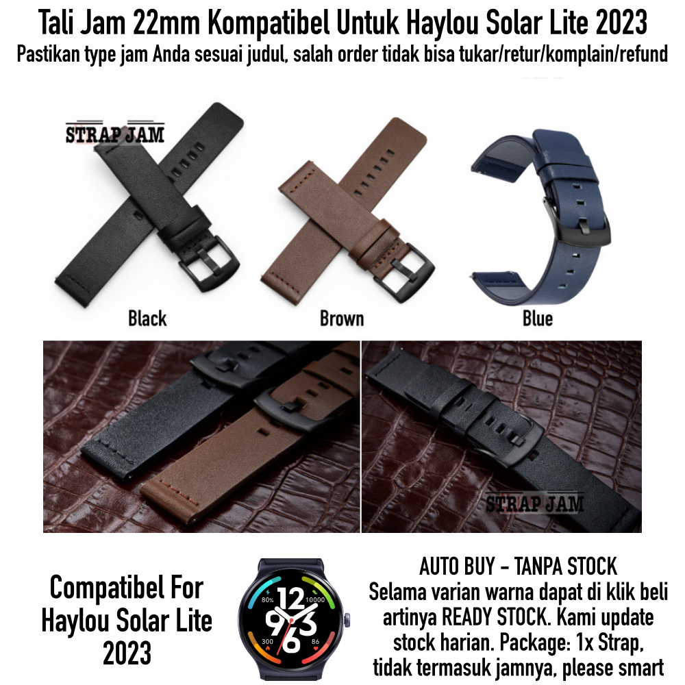 Jual Tali Jam Haylou Solar Lite 2023 Strap Pria 22mm Modern Leather