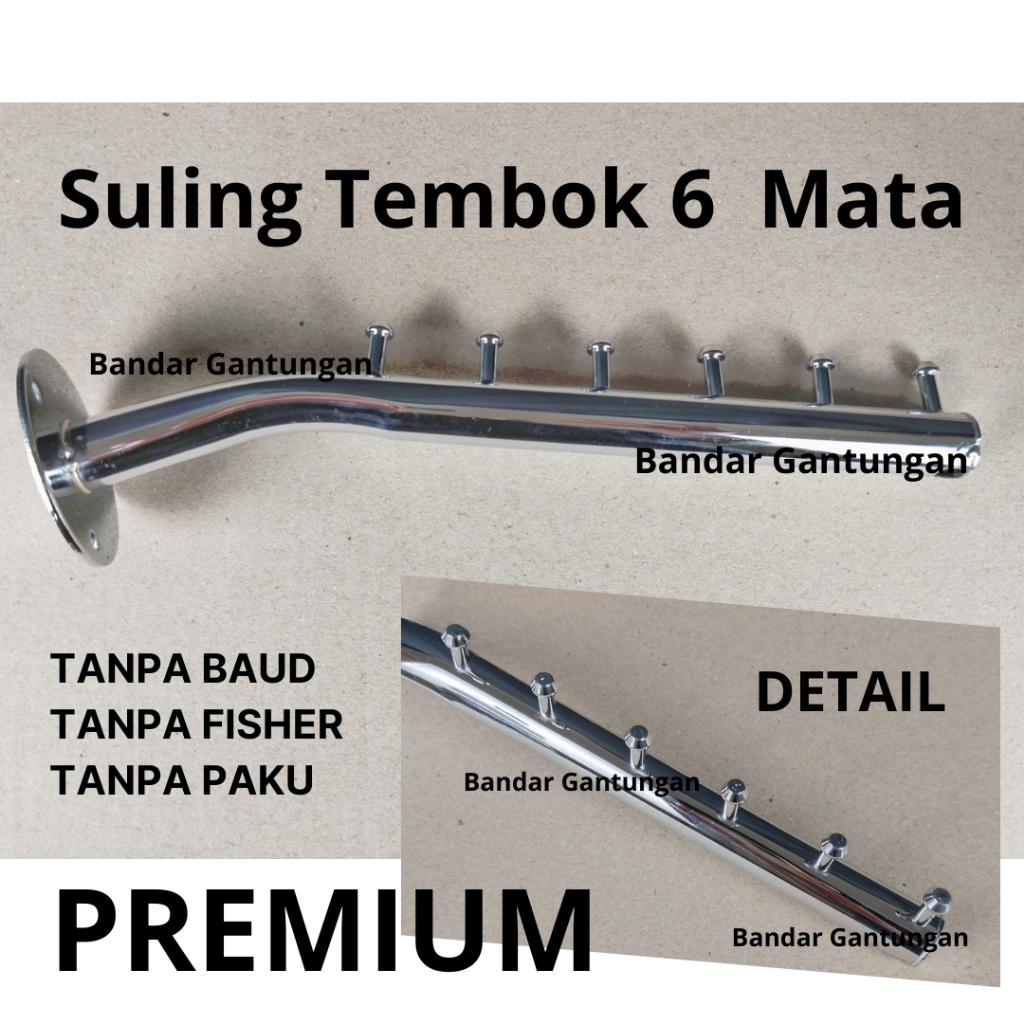 Jual Hanger Suling Tembok 6 Titik Tekuk Gantungan Baju Display Toko