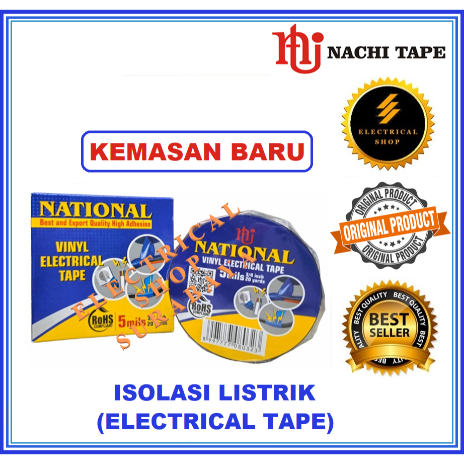 Jual Isolasi Listrik National Hitam Inci Yard Grosir Selotip