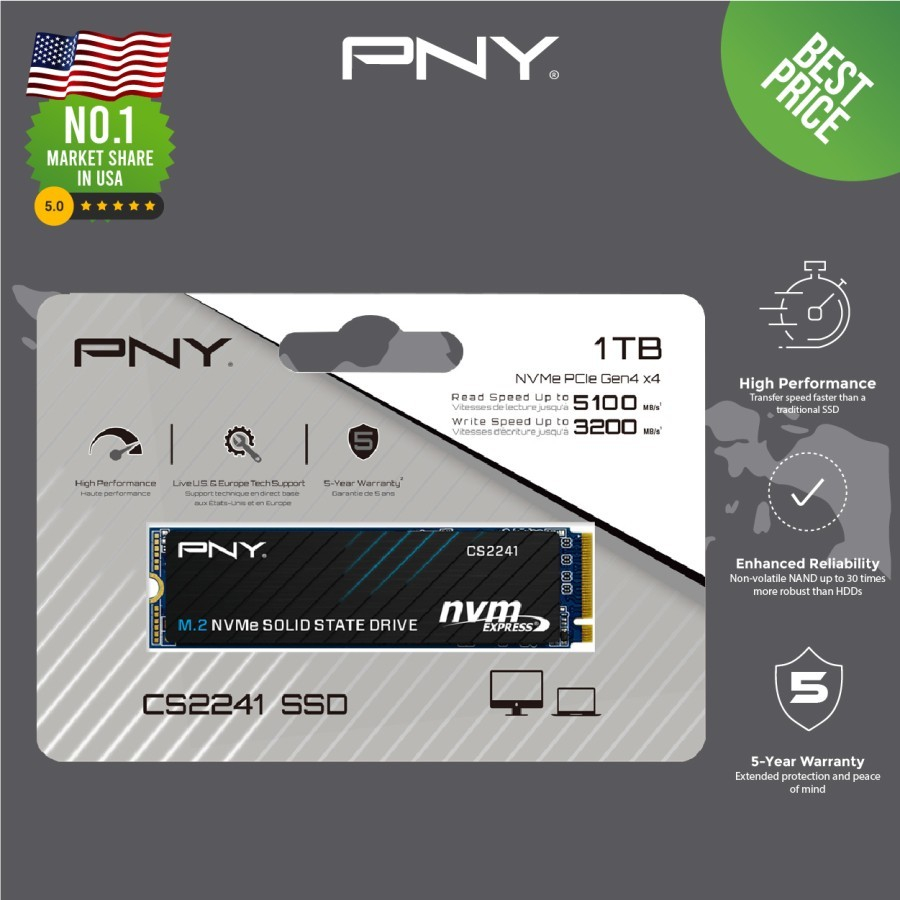 Jual SSD PNY CS1031 256GB CS2241 500 GB 1 TB 2 TB M 2 NVMe PCIe Gen3