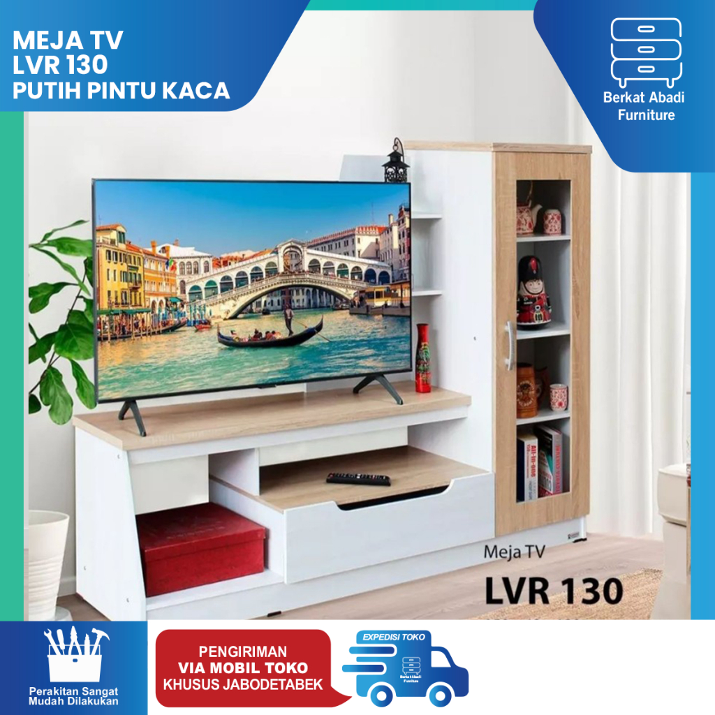 Jual Meja Tv Rak Tv Lemari Tv Minimalis Lunar Lvr Putih Pintu Kaca