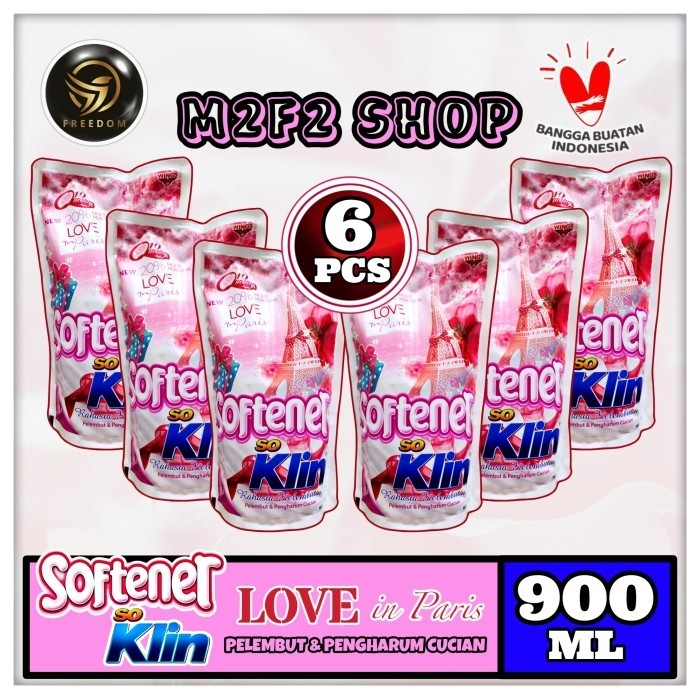 Jual So Klin Softener Love In Paris Liquid Refill Merah 900 Ml