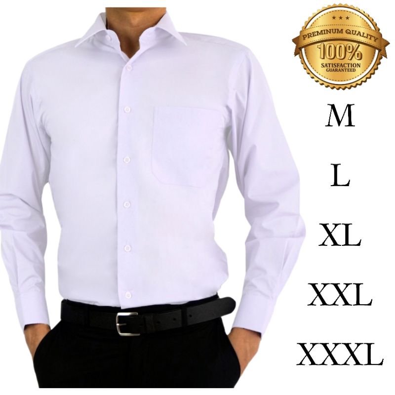 Jual Kemeja Putih Polos Pria Slimfit Kemeja Formal Polos Putih Hitam