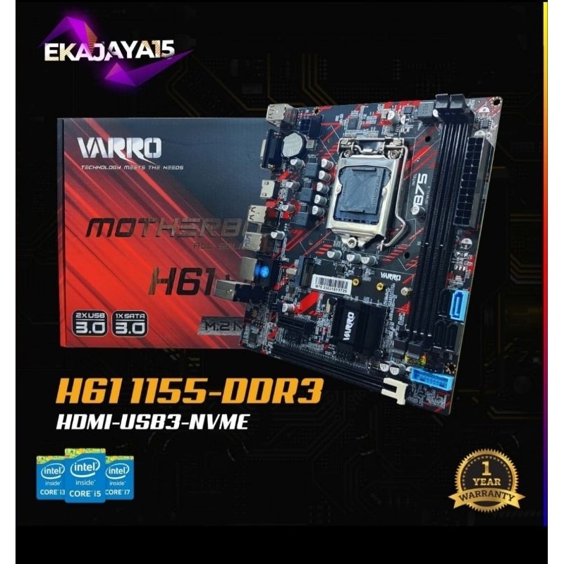 Jual Motherboard Intel H61 VARRO 1155 Suport NVME Shopee Indonesia