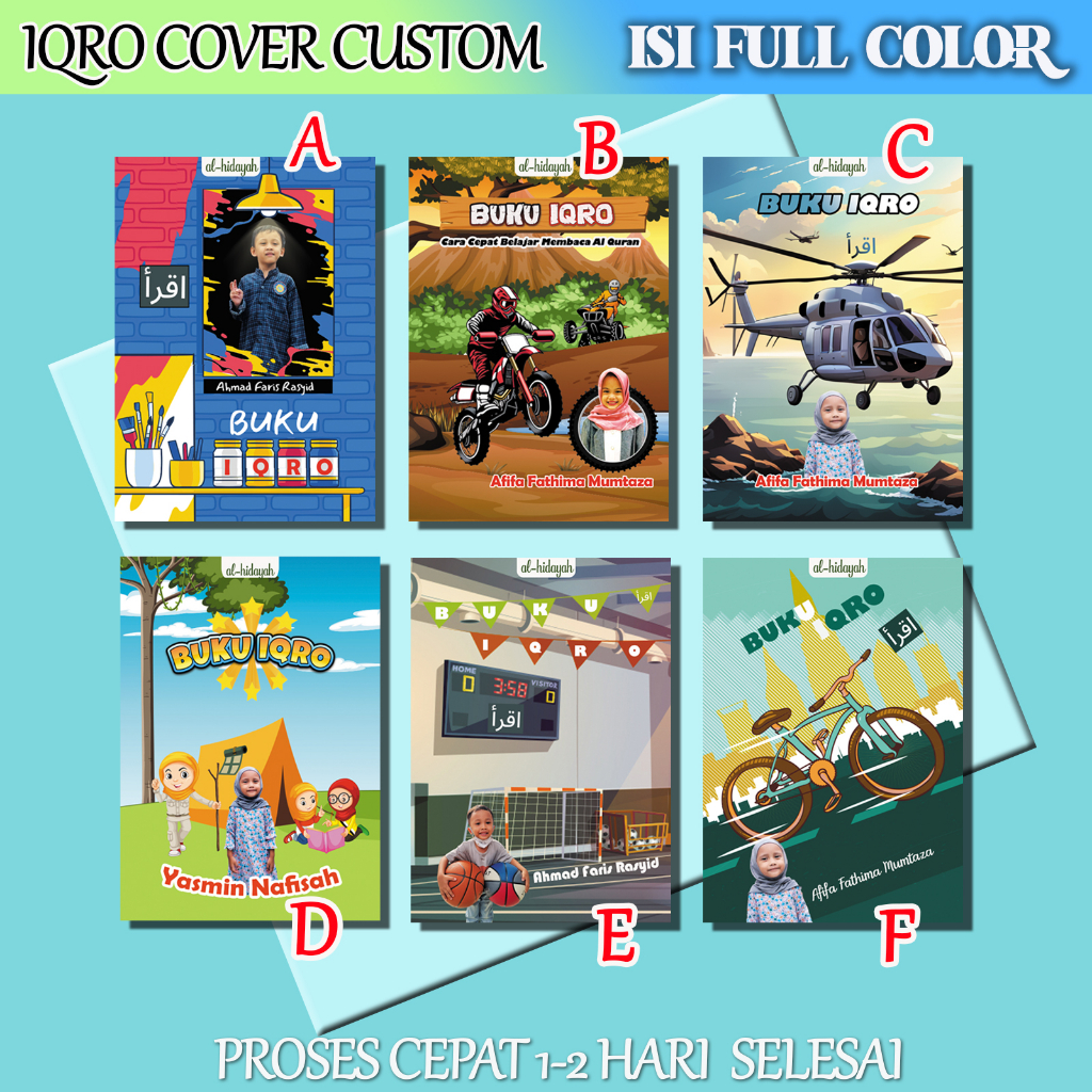 Jual Buku Iqro Full Colour Custom Cetak Nama Foto Buku Iqro