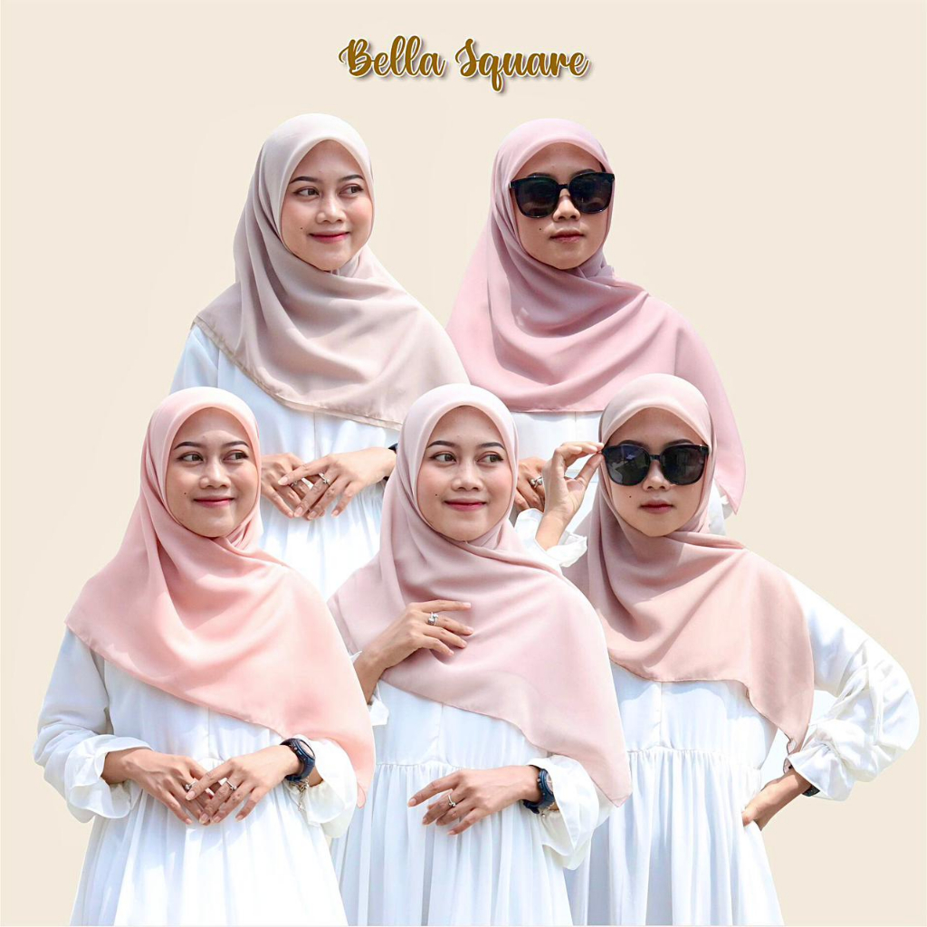 Jual Hijab Bella Square Premium Hijab Segi Empat Hijab Tegak Anti